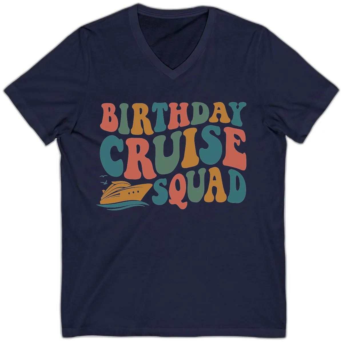 Birthday Cruise Squad V-Neck in Navy
