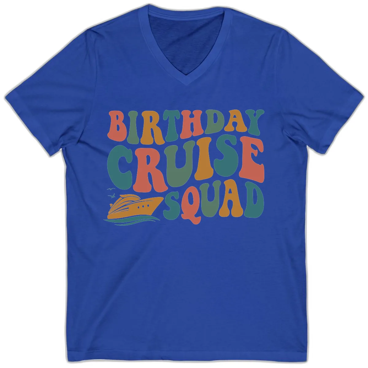 Birthday Cruise Squad V-Neck in True Royal