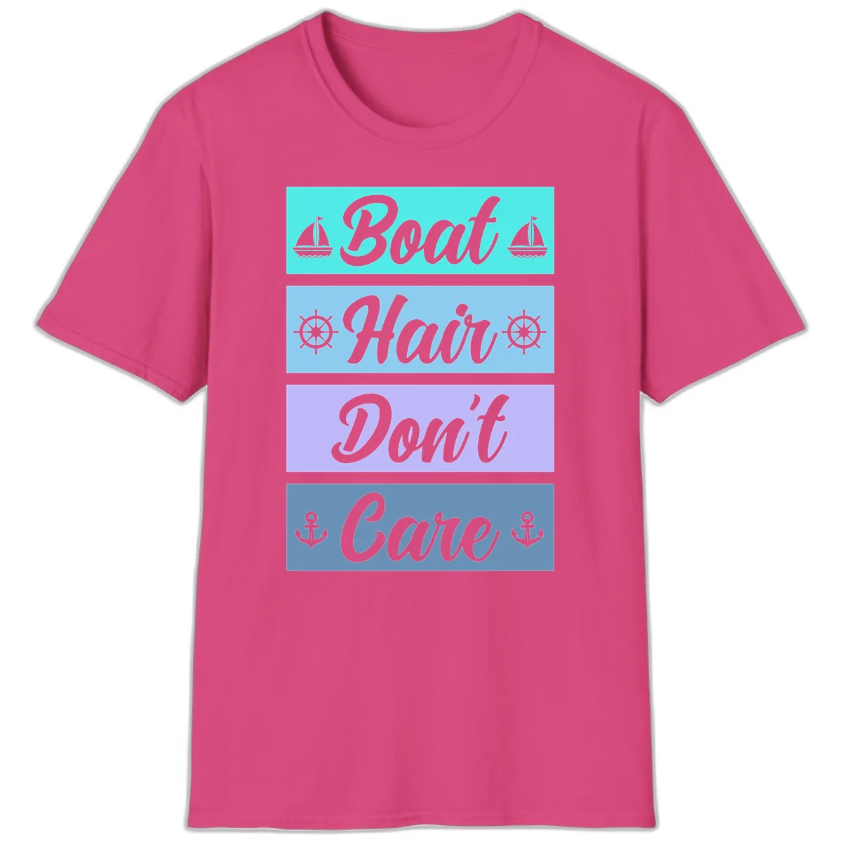 Boat Hair Don't Care Cruise T-Shirt in Heliconia