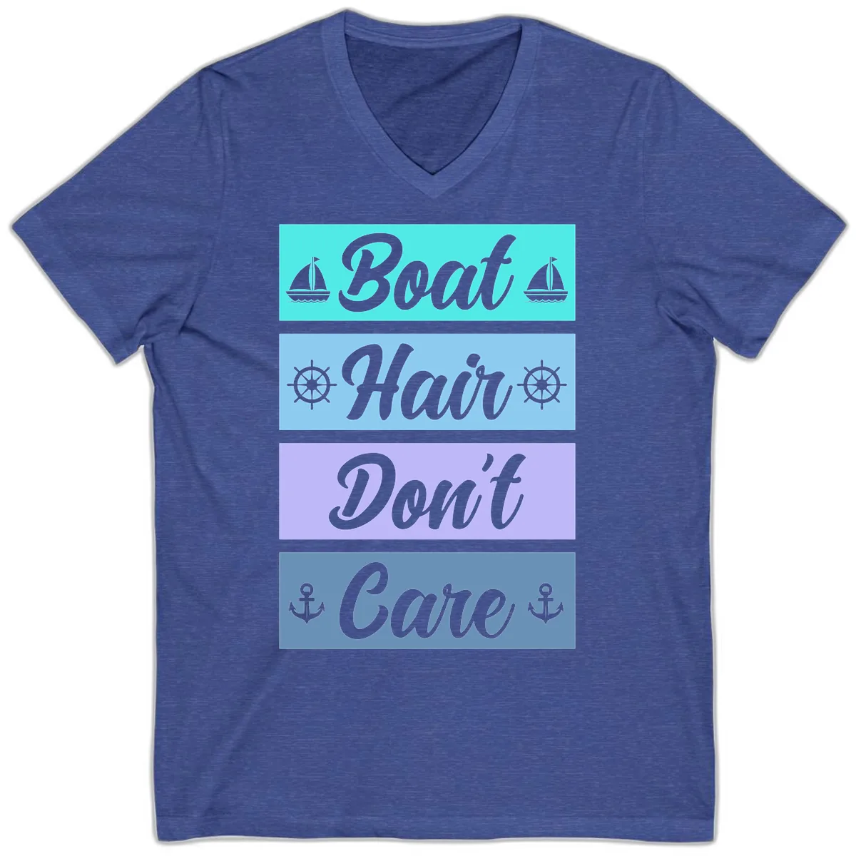 Boat Hair Don't Care Cruise V-Neck in Heather True Royal
