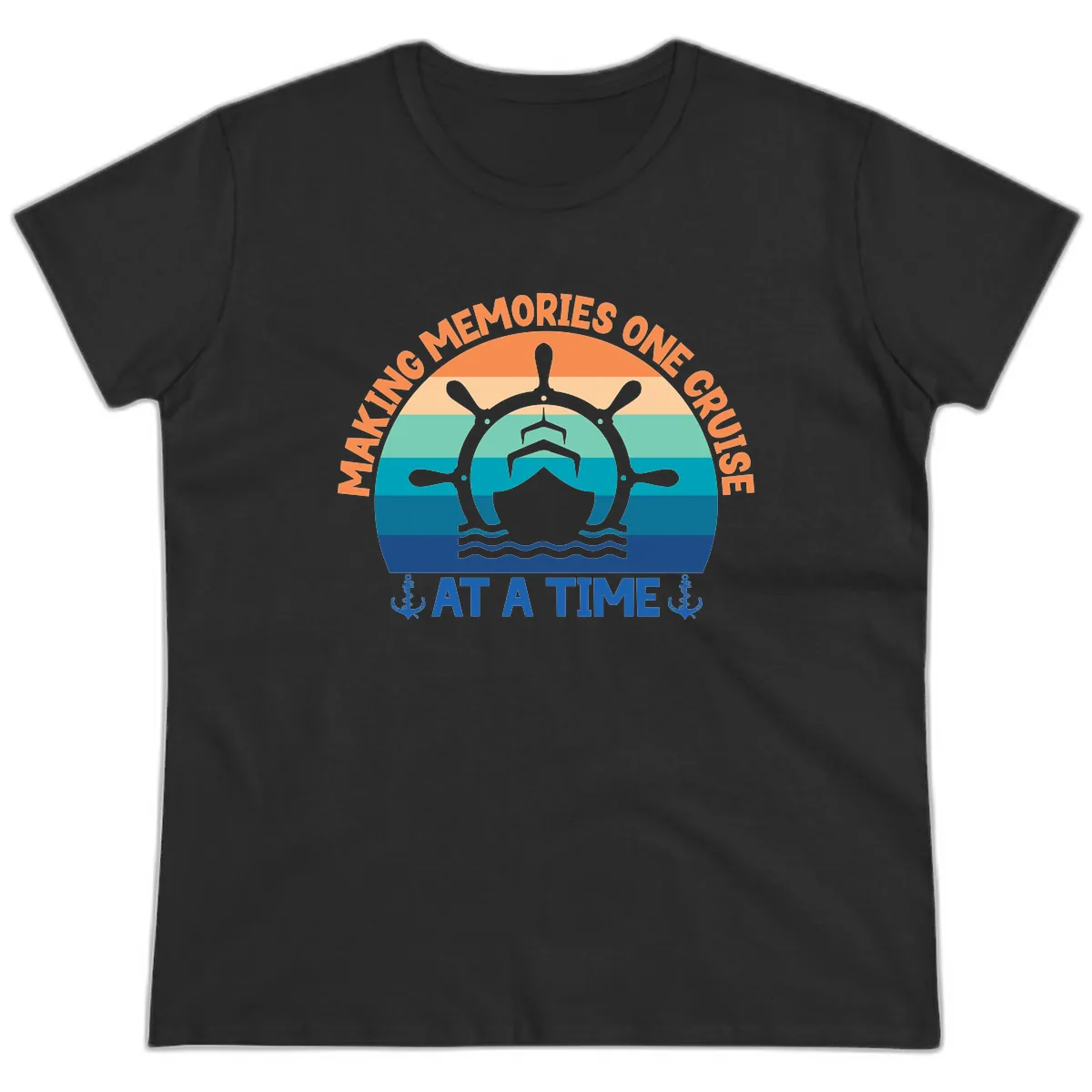Making Memories One Cruise At A Time Ladies Tee in Black