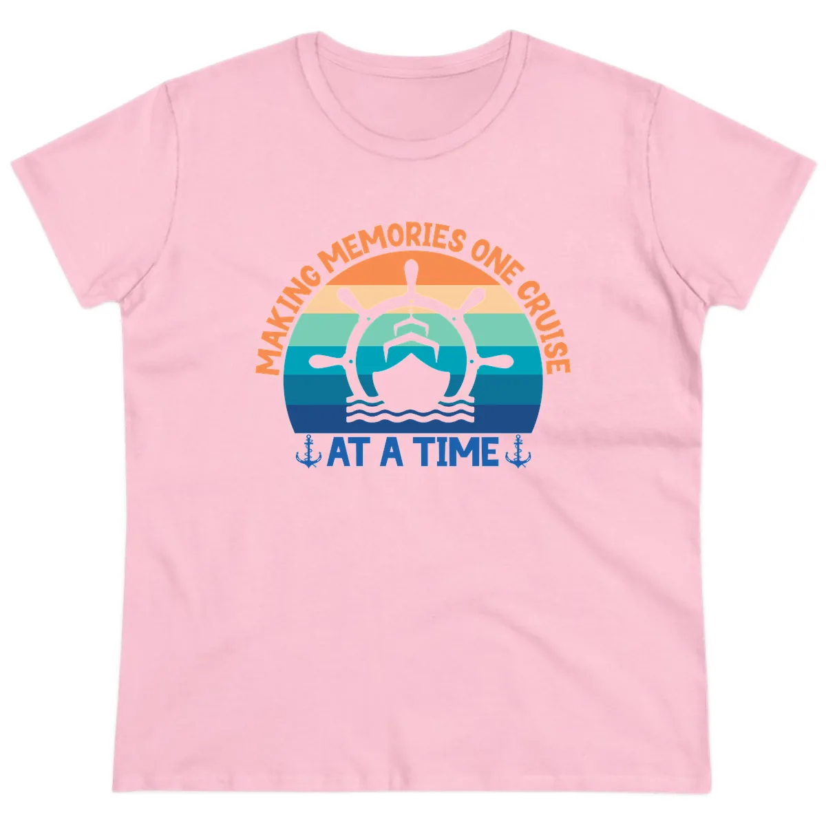 Making Memories One Cruise At A Time Ladies Tee in Light Pink