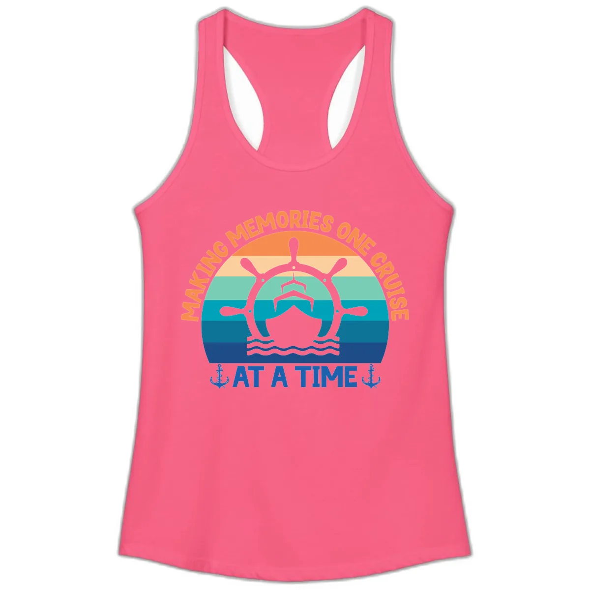 Making Memories One Cruise At A Time Ladies Tank in Solid Hot Pink