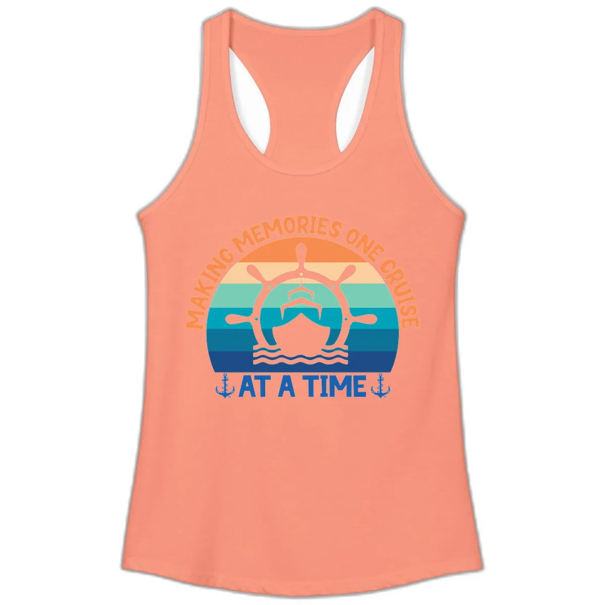 Making Memories One Cruise At A Time Ladies Tank in Solid Light Orange