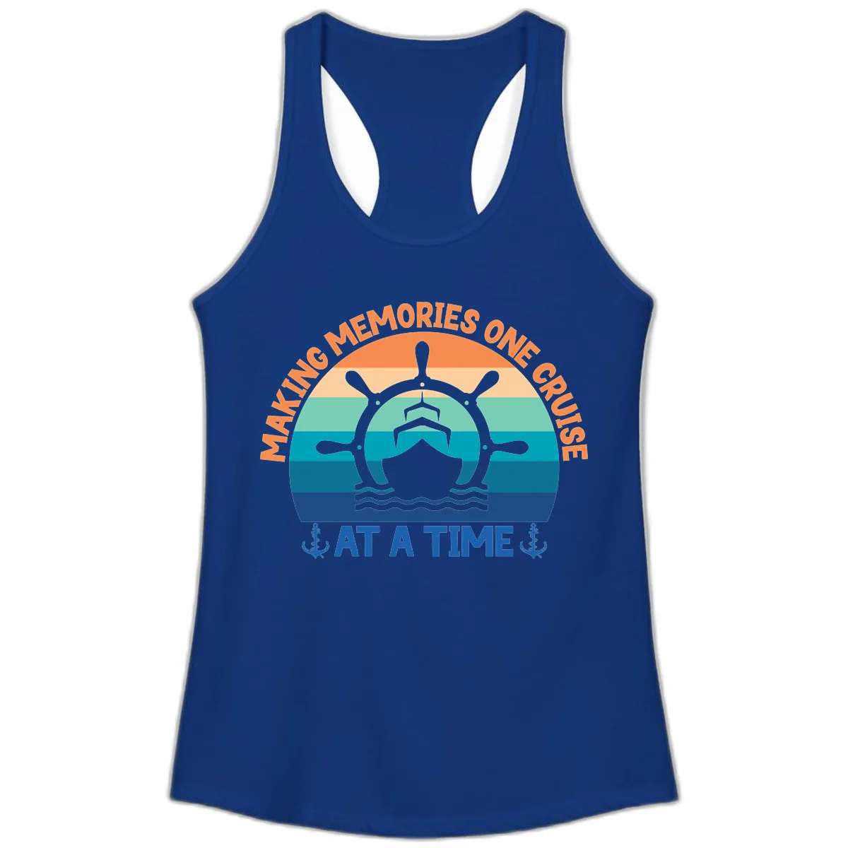 Making Memories One Cruise At A Time Ladies Tank in Solid Royal