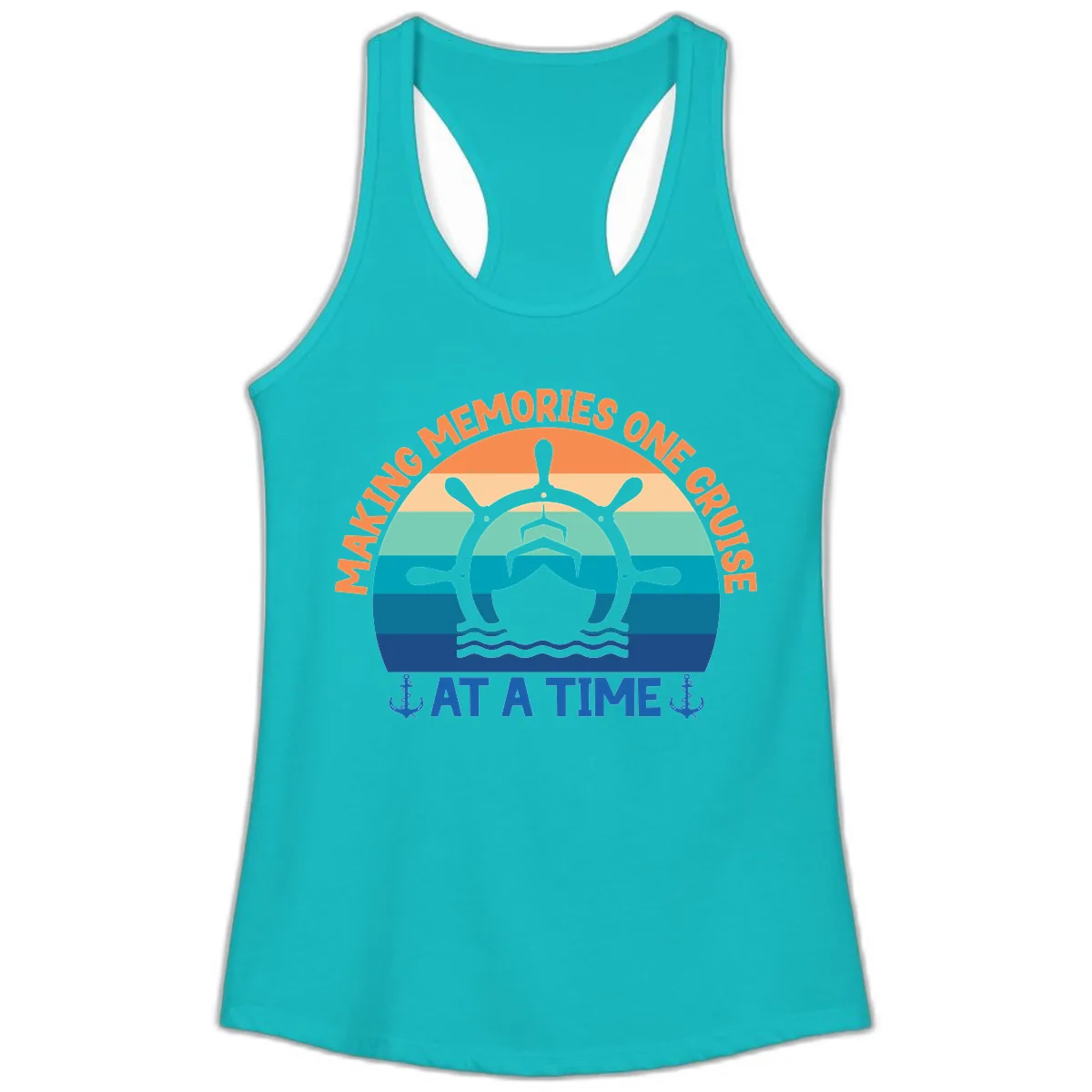 Making Memories One Cruise At A Time Ladies Tank in Tahiti Blue