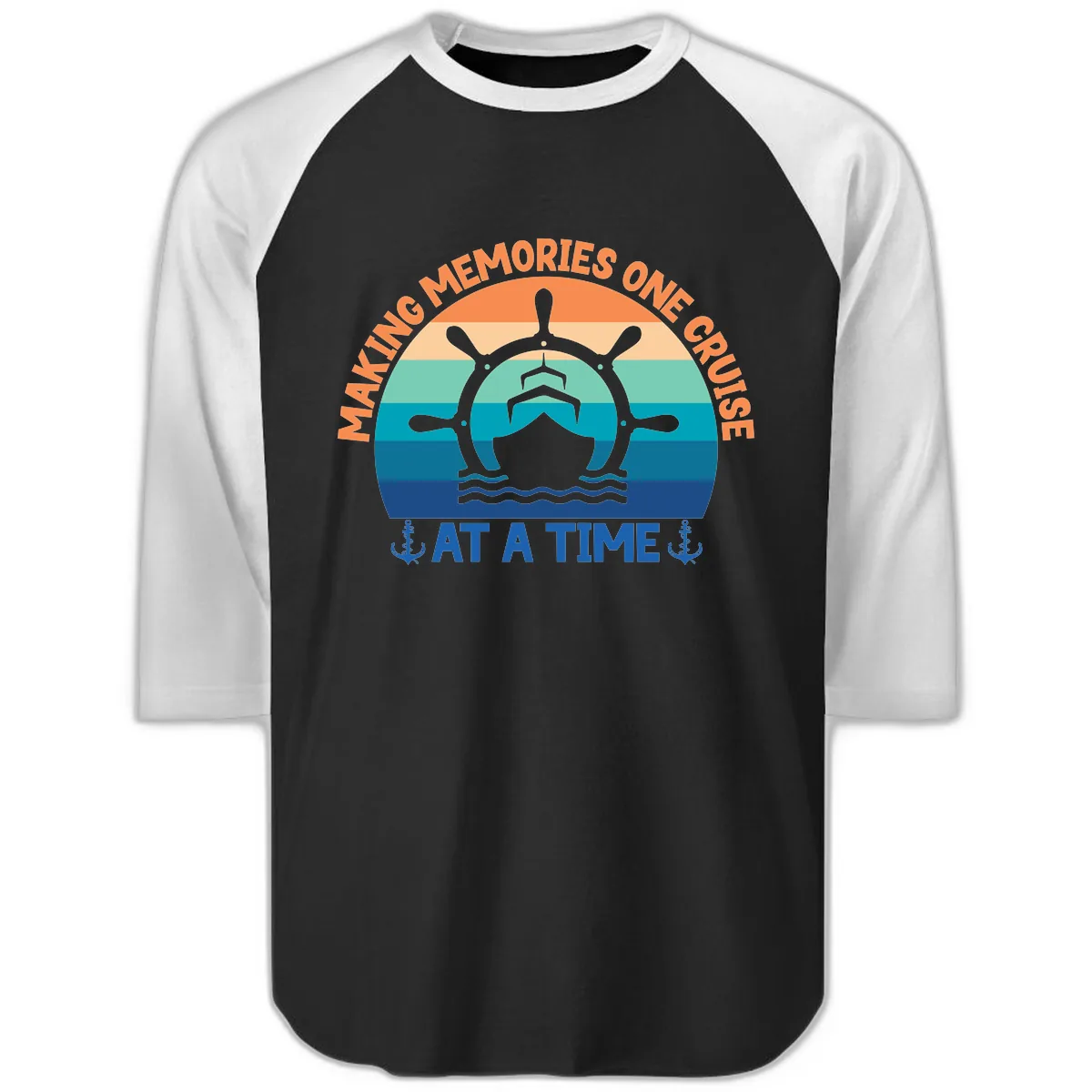 Making Memories One Cruise At A Time Raglan 3/4 in Black White