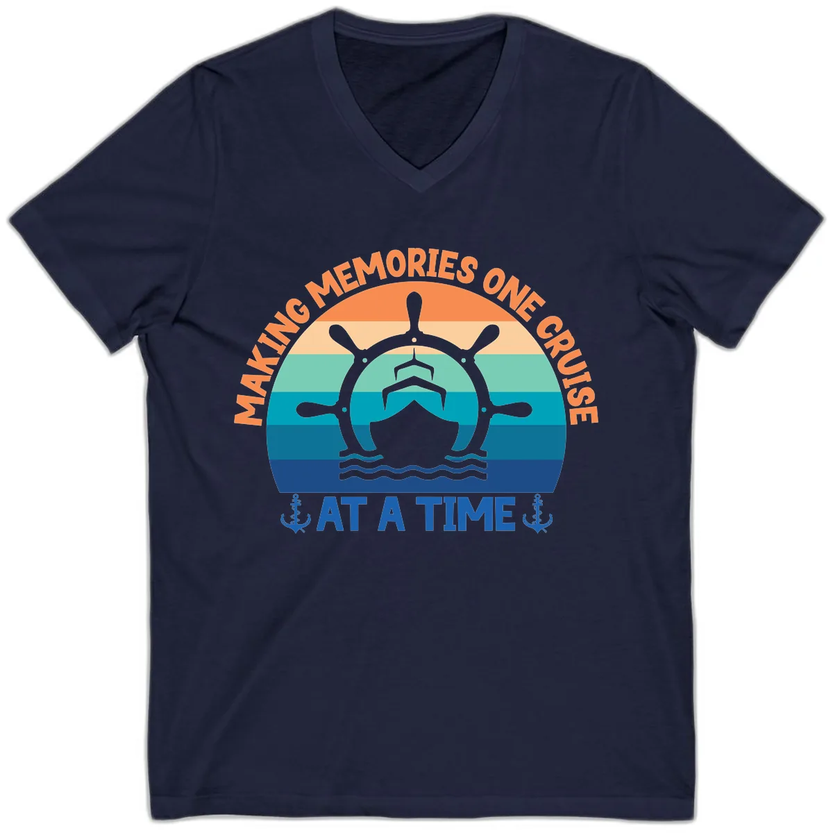 Making Memories One Cruise At A Time V-Neck in Navy