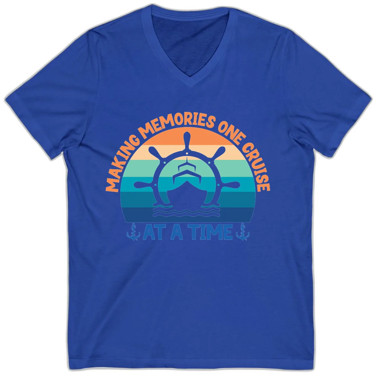 Making Memories One Cruise At A Time V-Neck in True Royal