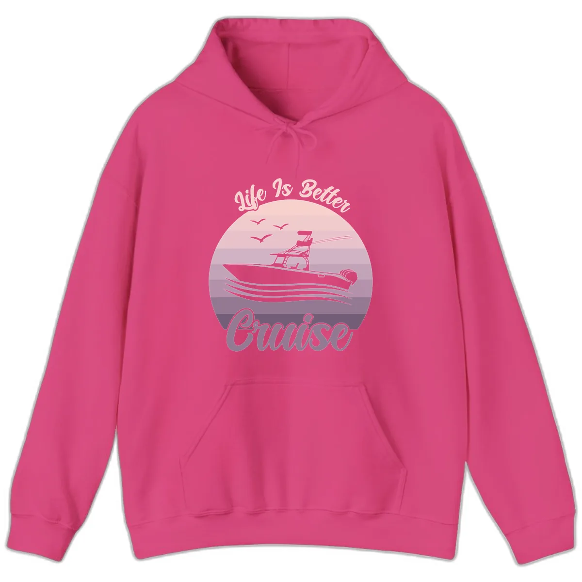 Life Is Better Boating Hoodie in Heliconia