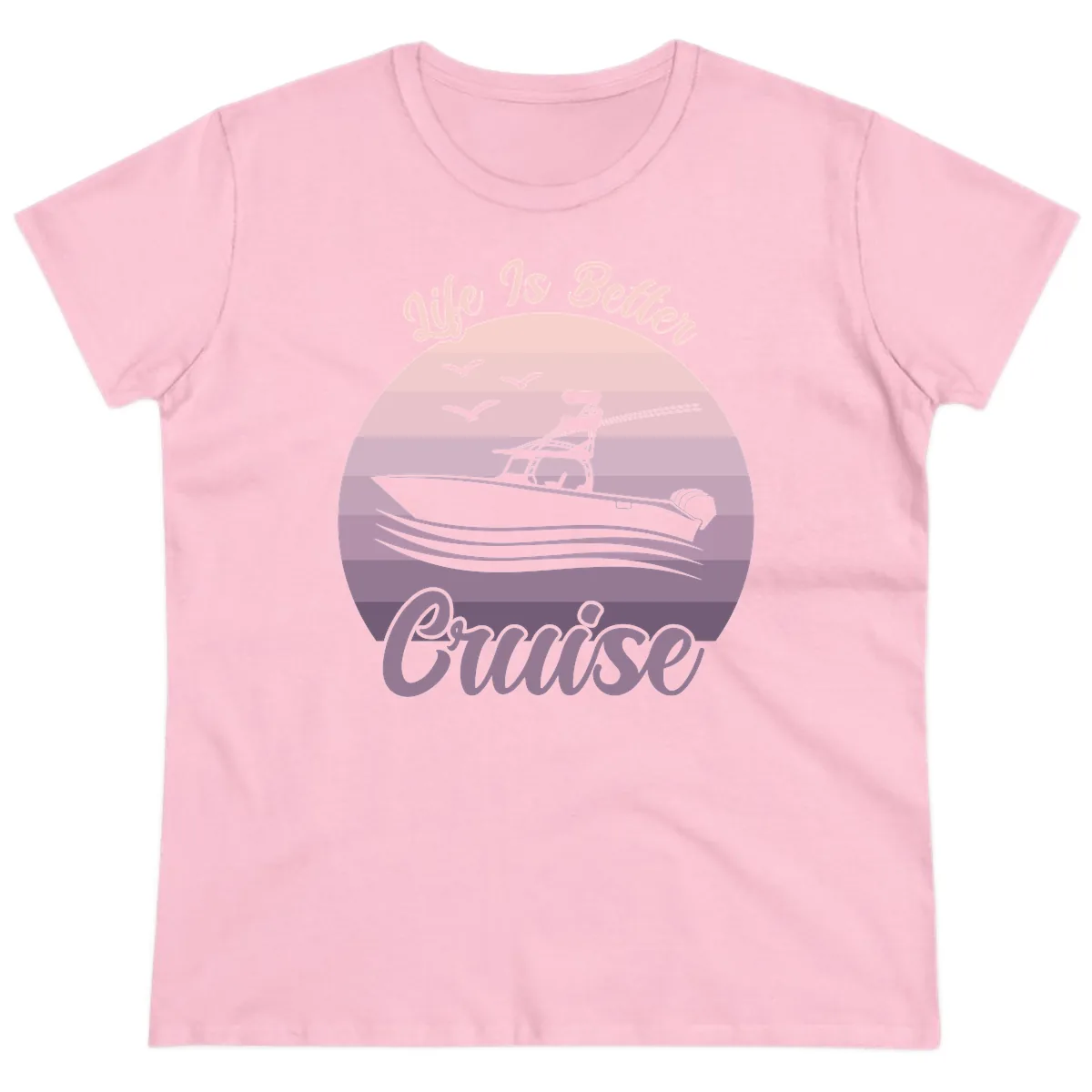 Life Is Better Boating Ladies Tee in Light Pink