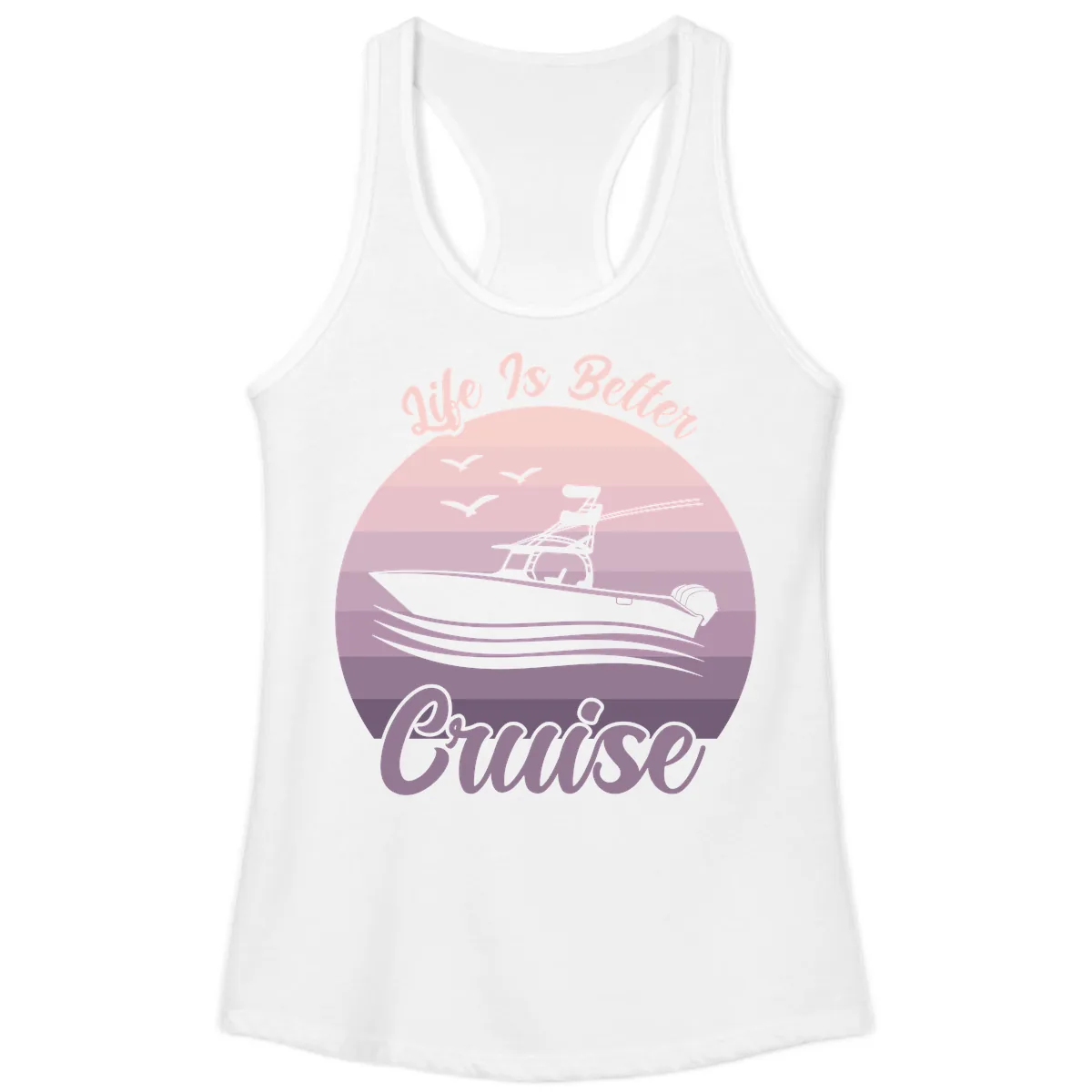 Life Is Better Boating Ladies Tank in White