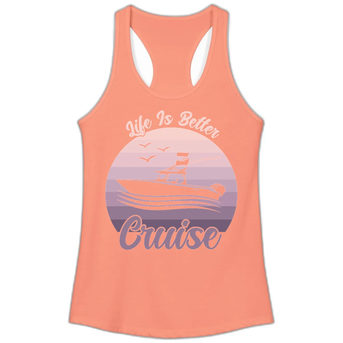 Life Is Better Boating Ladies Tank in Solid Light Orange