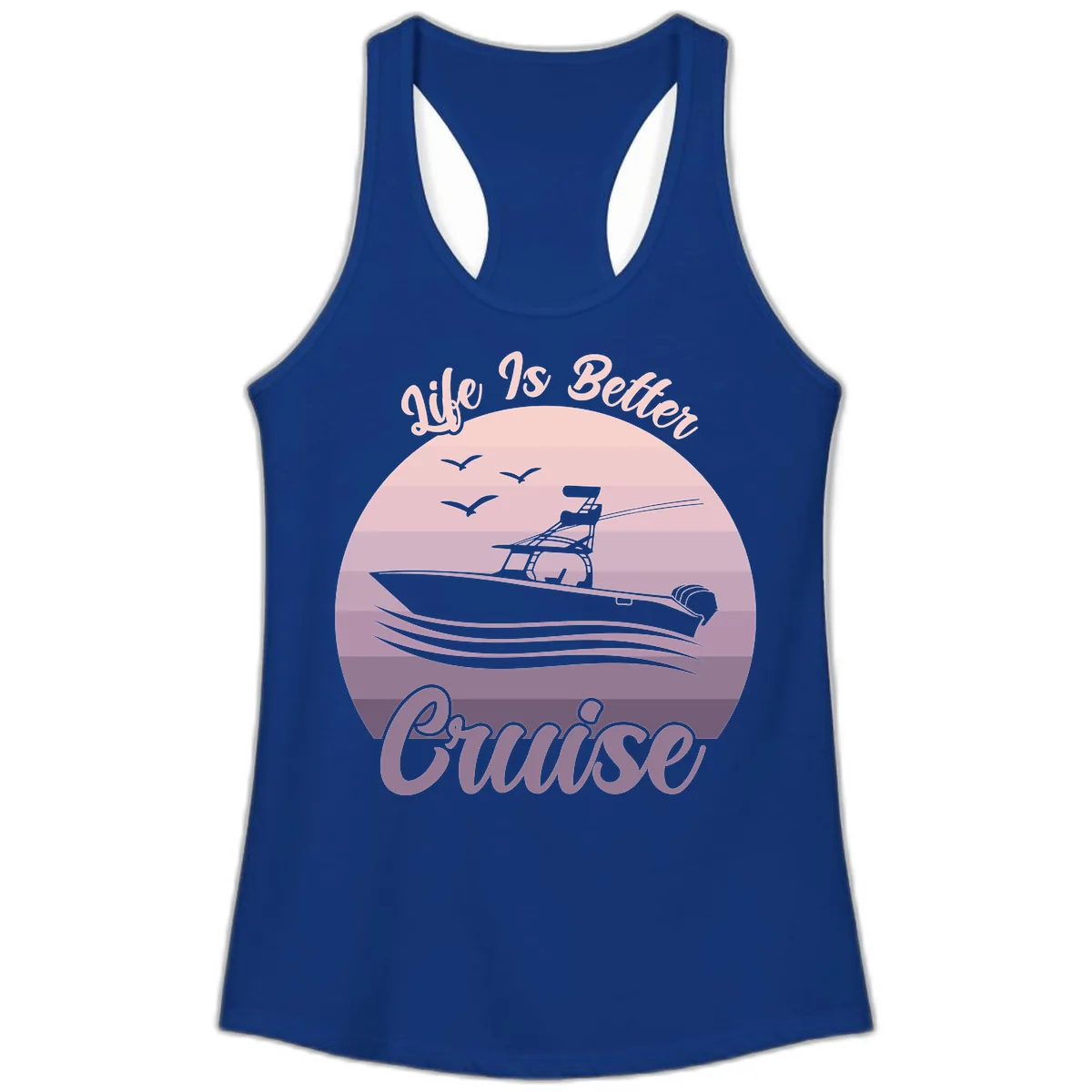 Life Is Better Boating Ladies Tank in Solid Royal