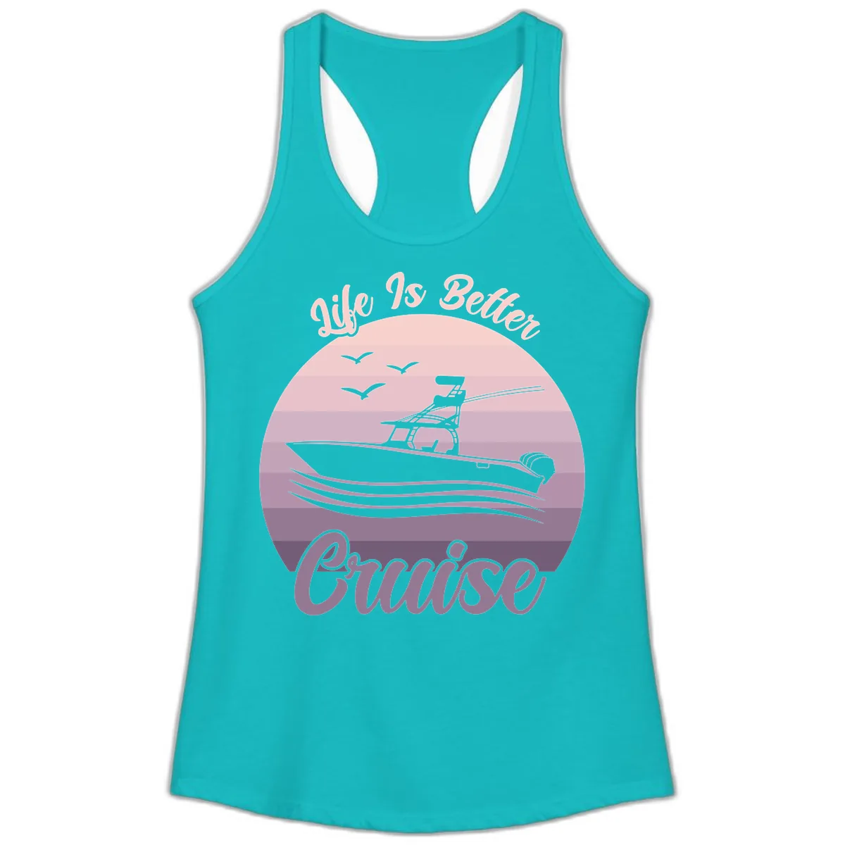 Life Is Better Boating Ladies Tank in Tahiti Blue