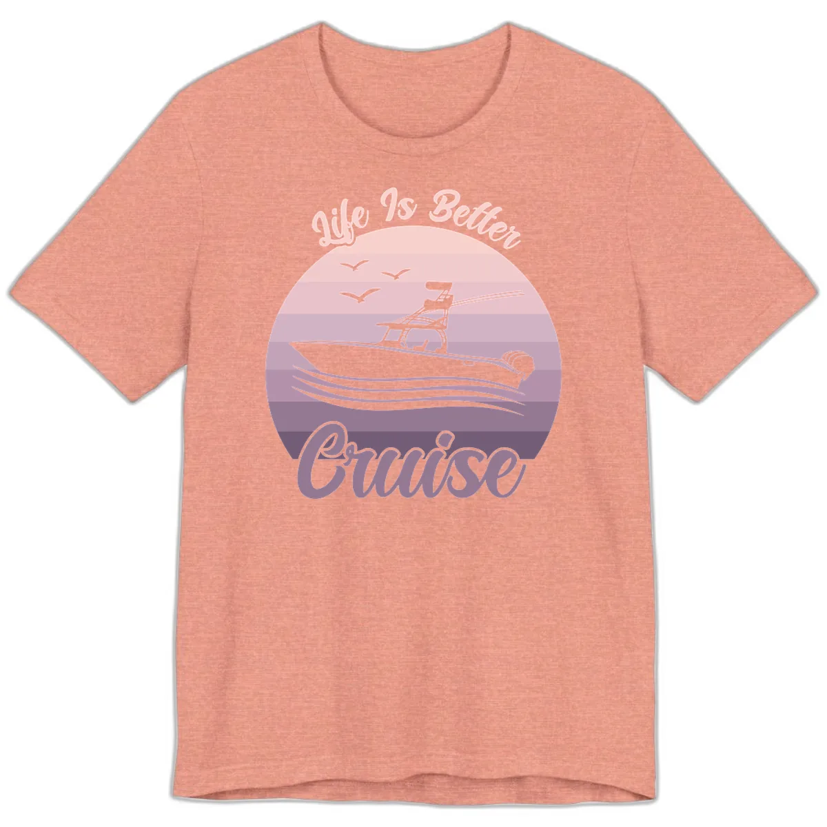Life Is Better Boating Premium T-Shirt in Heather Sunset