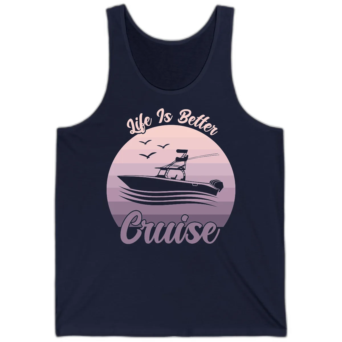 Life Is Better Boating Tank in Navy