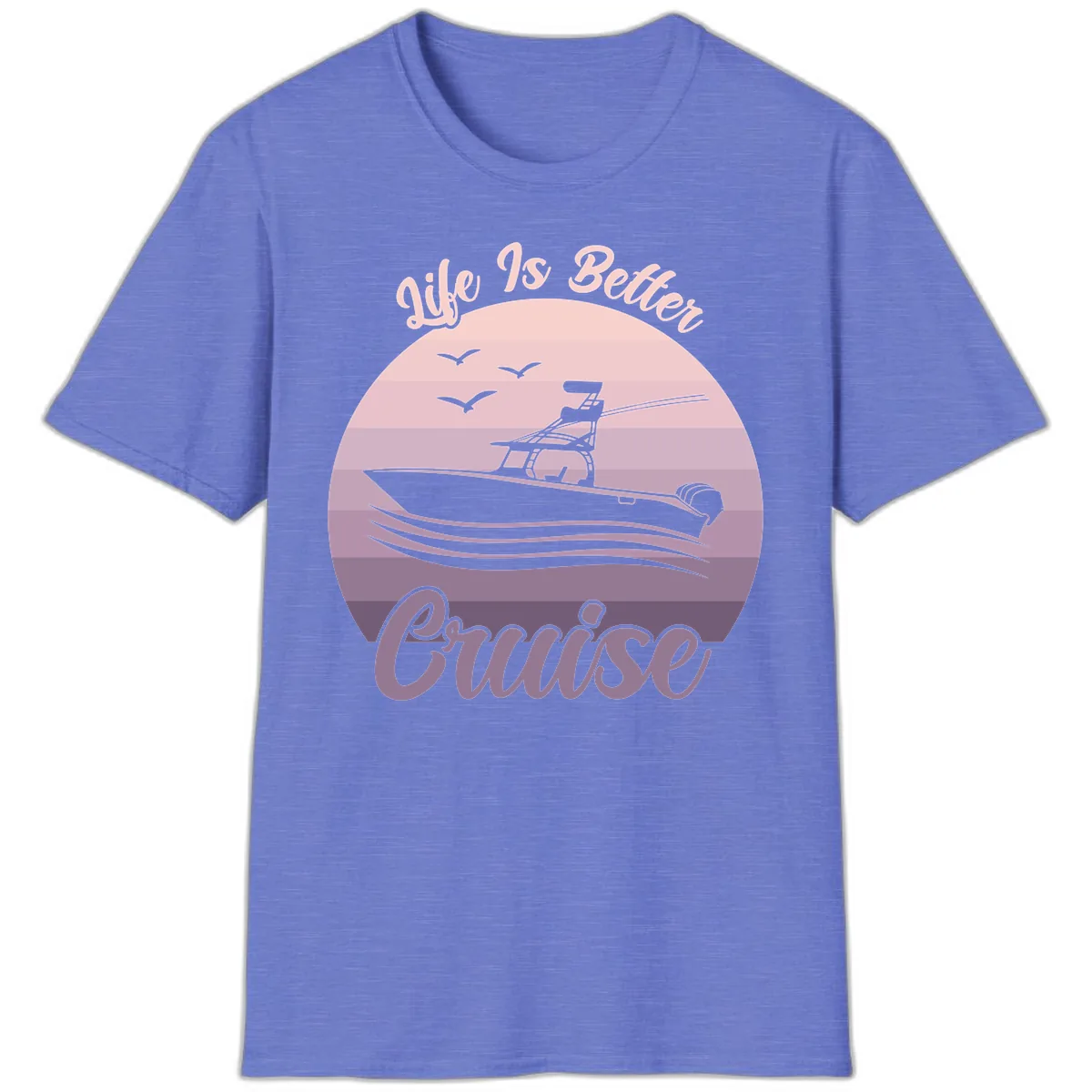 Life Is Better Boating T-Shirt in Heather Royal