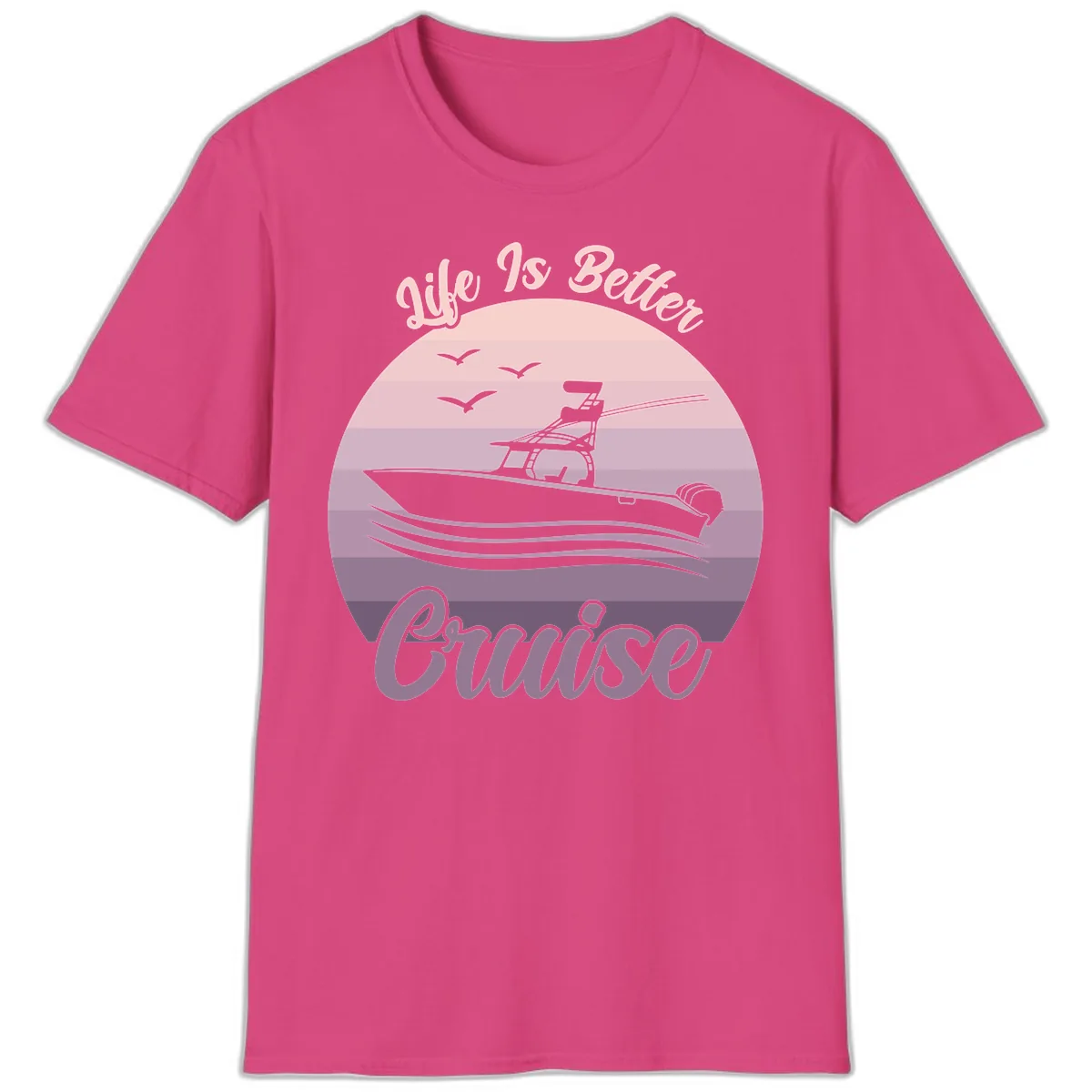 Life Is Better Boating T-Shirt in Heliconia