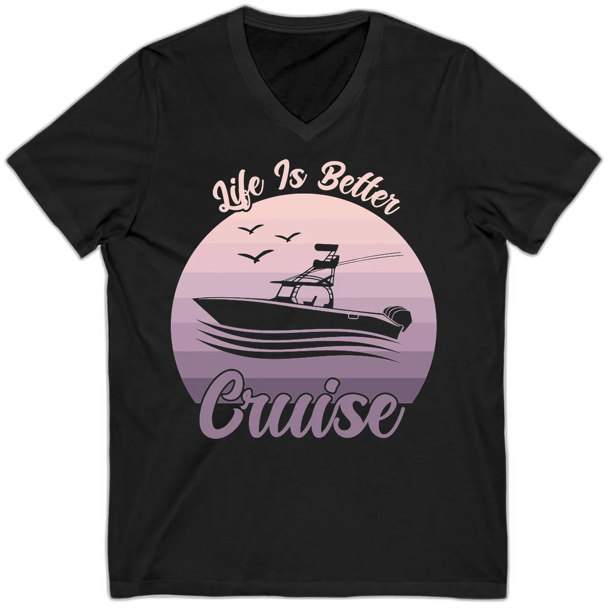 Life Is Better Boating V-Neck in Black