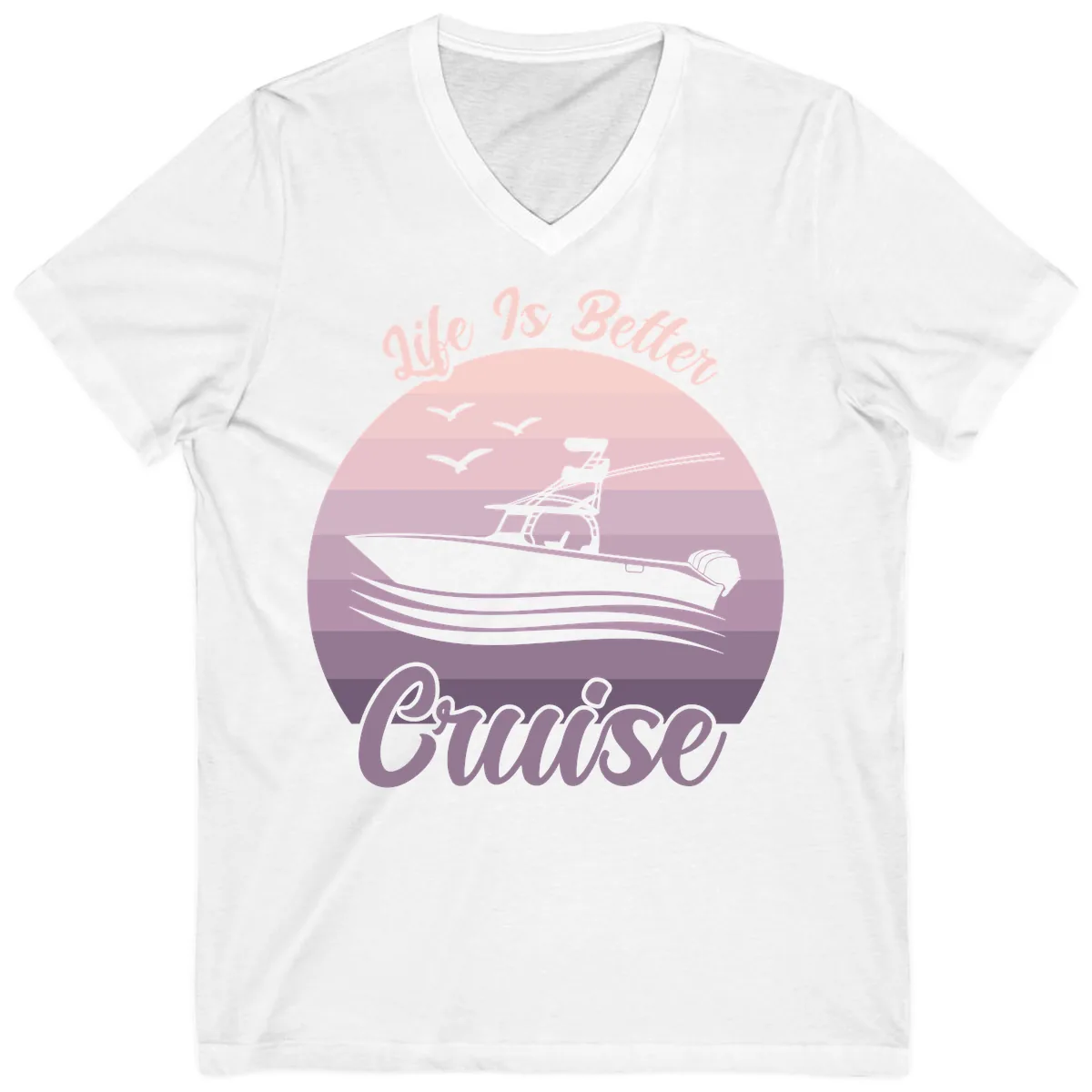 Life Is Better Boating V-Neck in White