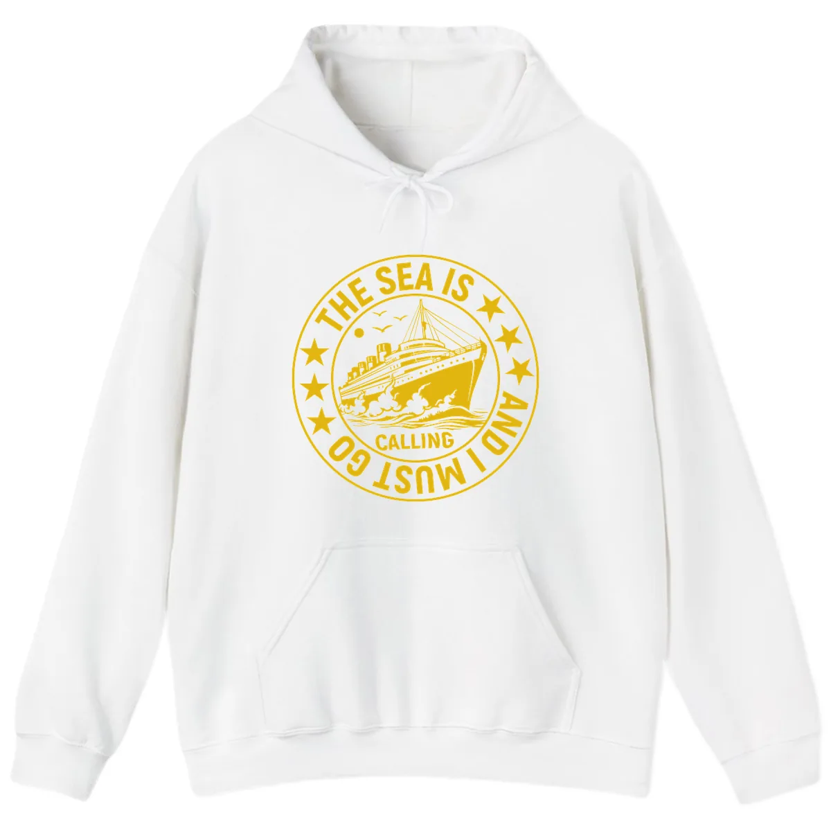 The Sea Is Calling Nautical Badge Hoodie in White