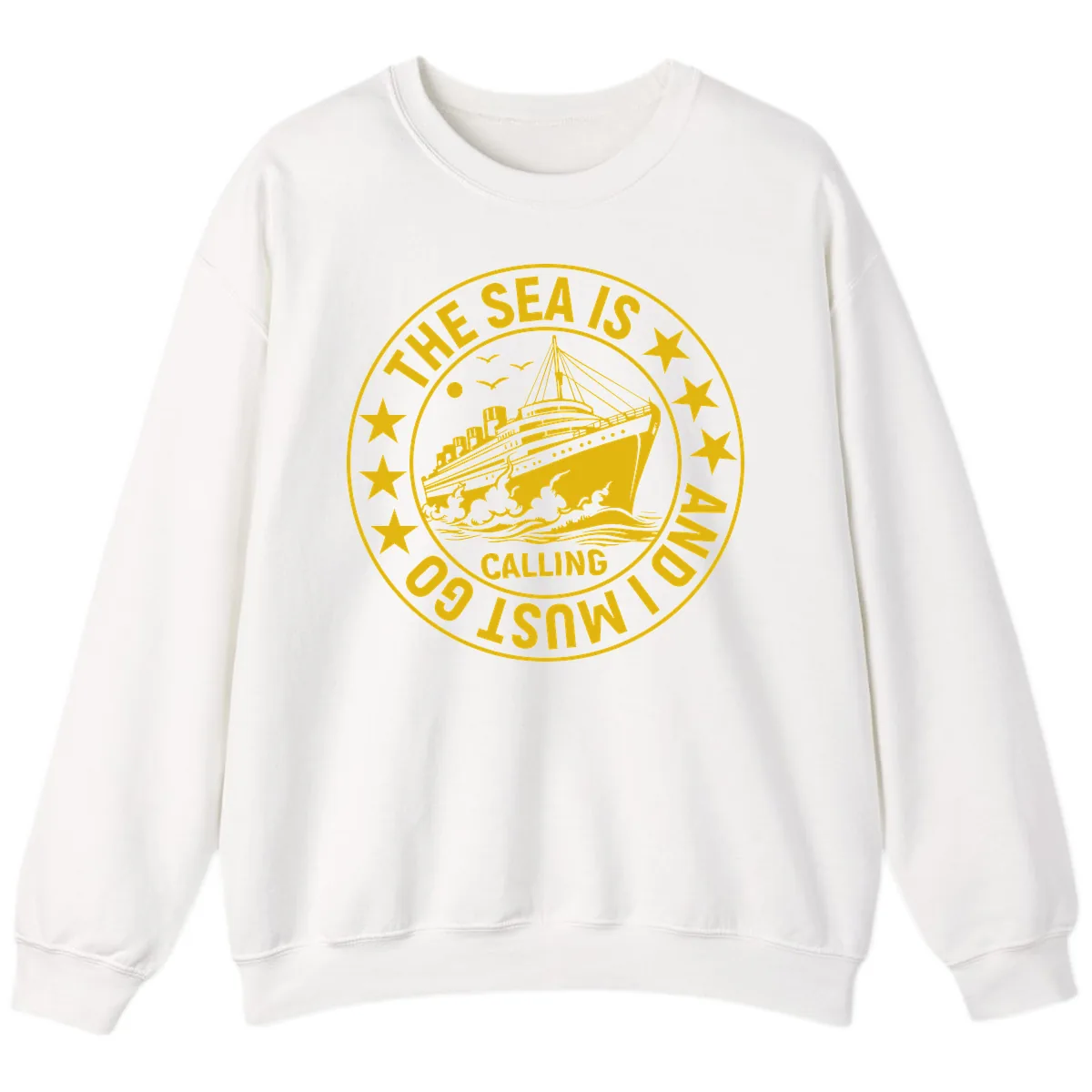 The Sea Is Calling Nautical Badge Sweatshirt in White