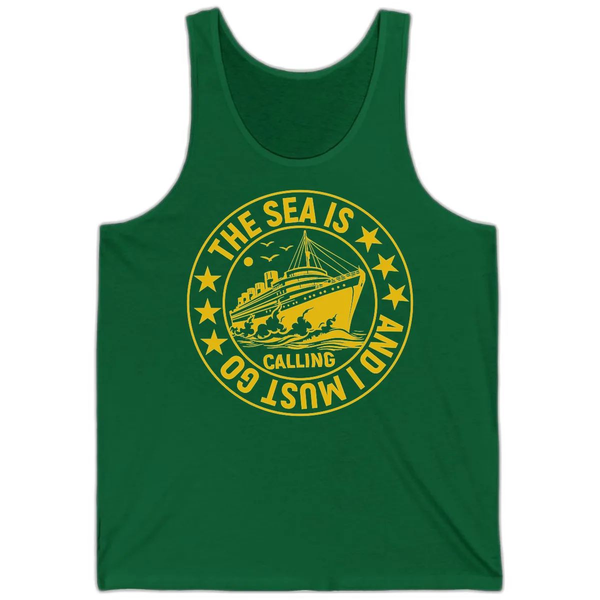 The Sea Is Calling Nautical Badge Tank in Kelly