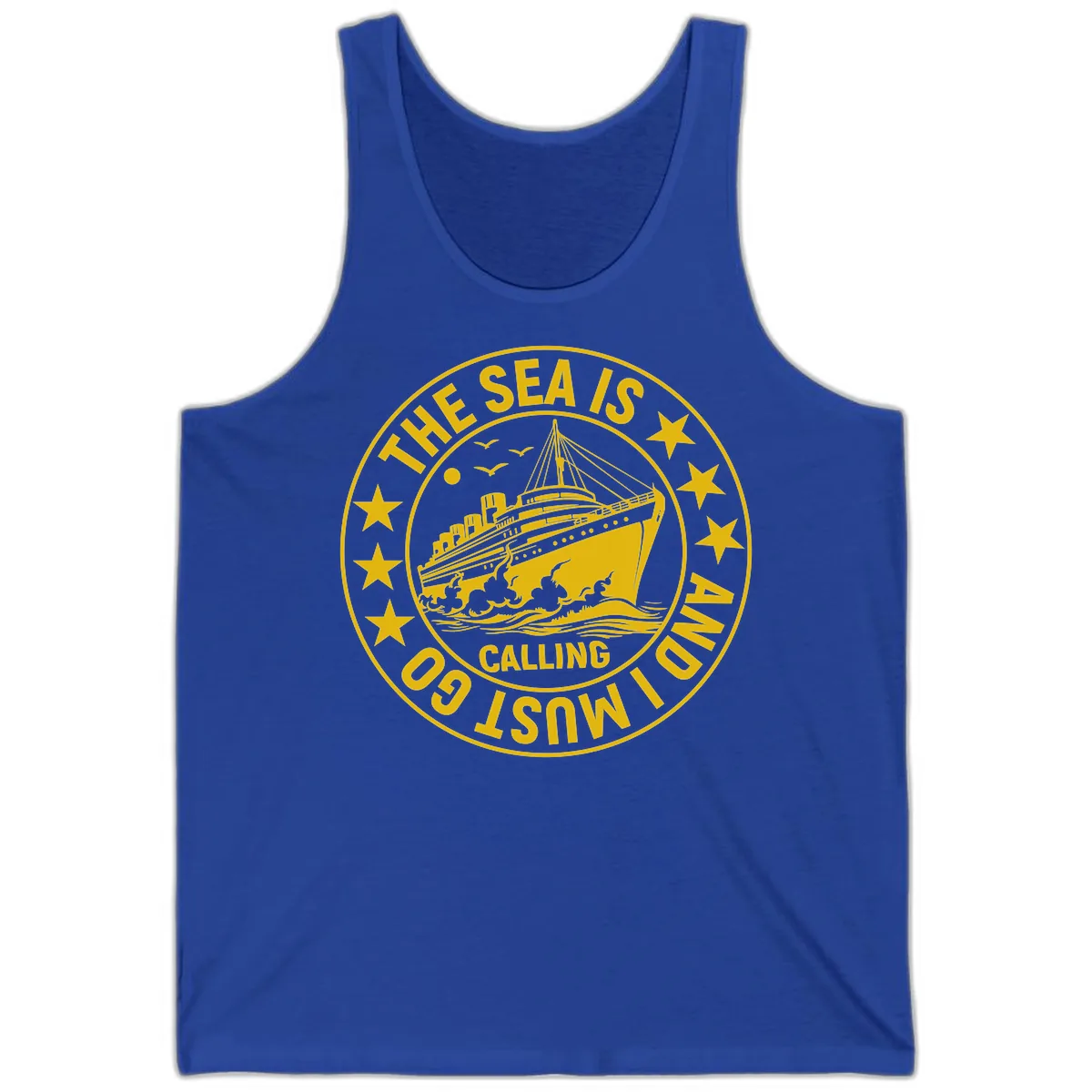 The Sea Is Calling Nautical Badge Tank in True Royal