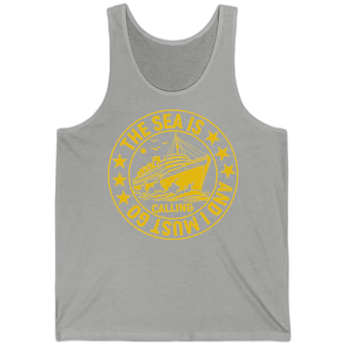 The Sea Is Calling Nautical Badge Tank in Athletic Heather
