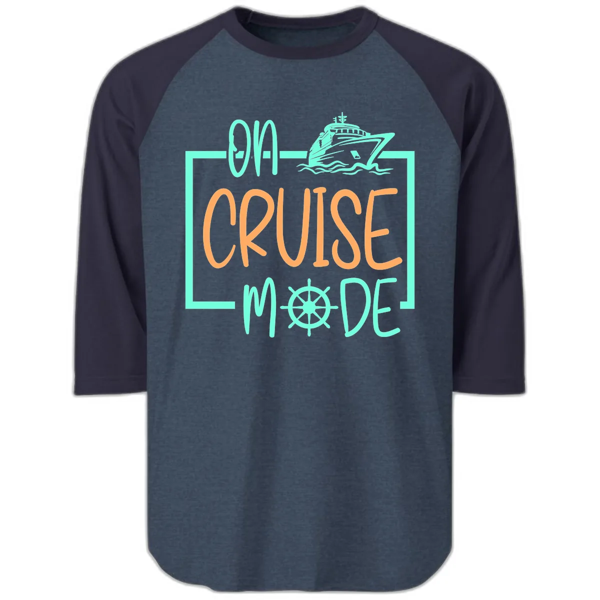 On Cruise Mode Raglan 3/4 in Heather Denim Navy
