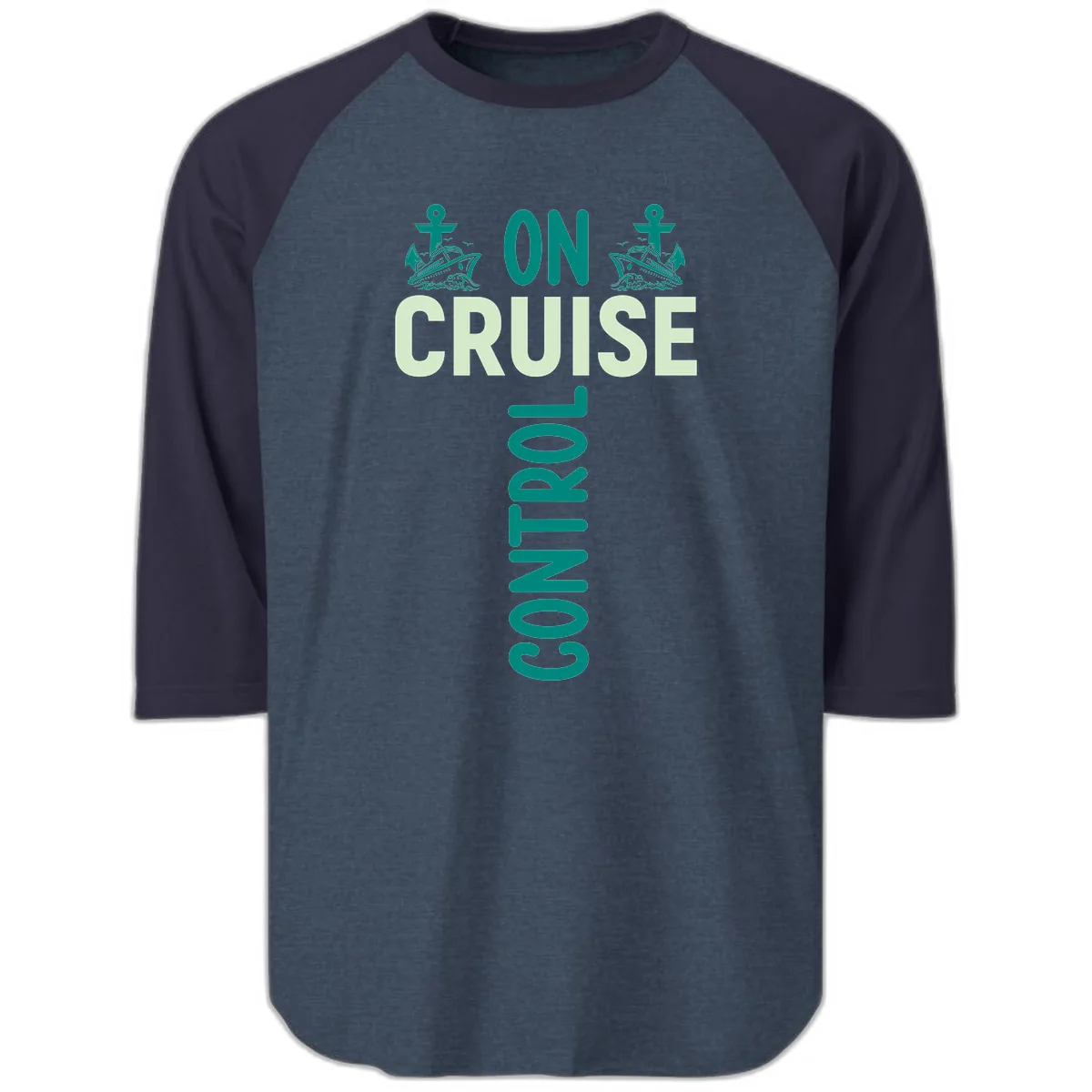On Cruise With You Raglan 3/4 in Heather Denim Navy