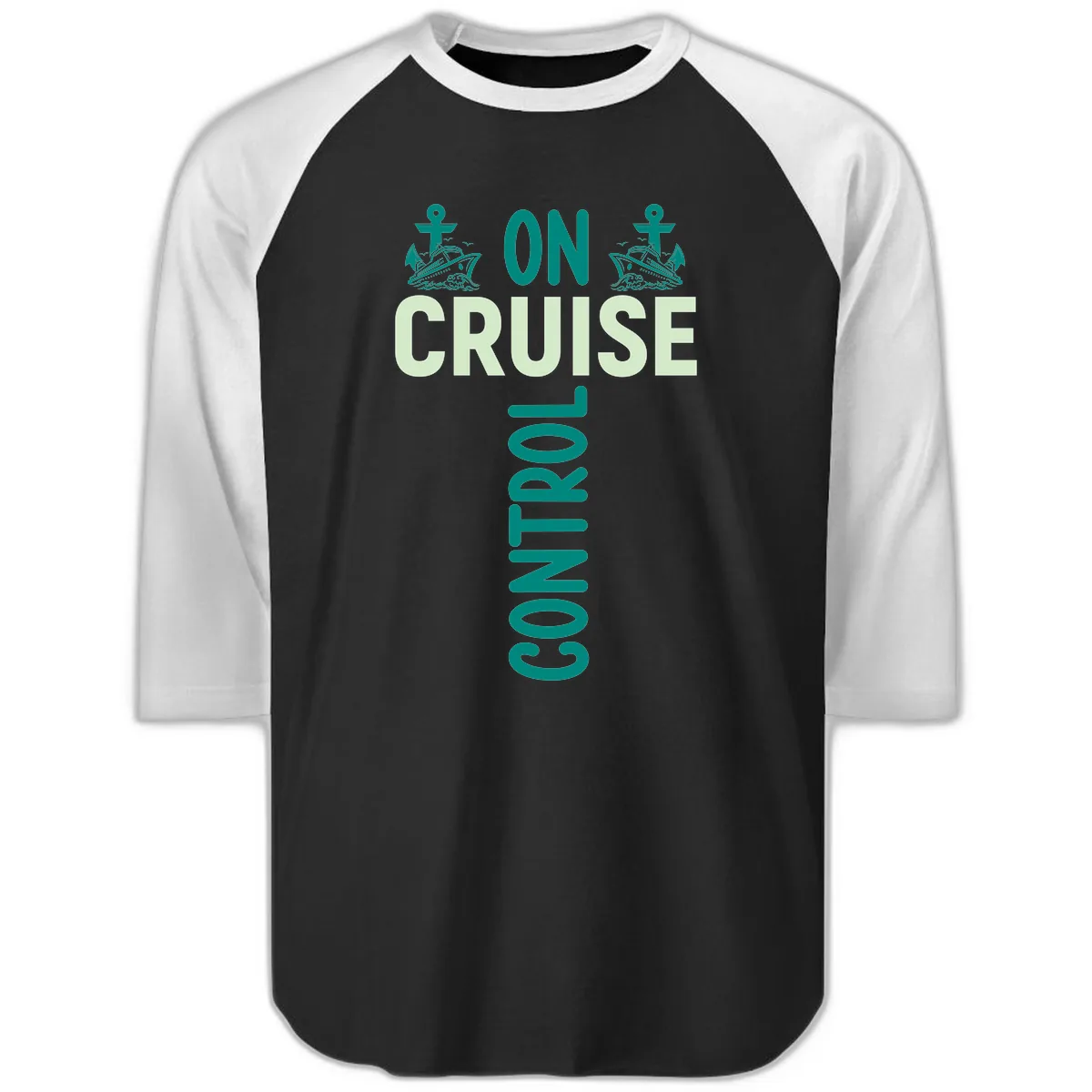 On Cruise With You Raglan 3/4 in Black White