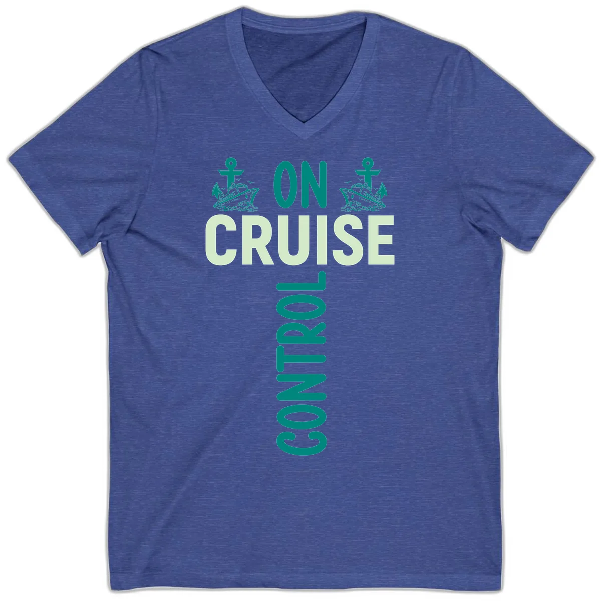 On Cruise With You V-Neck in Heather True Royal