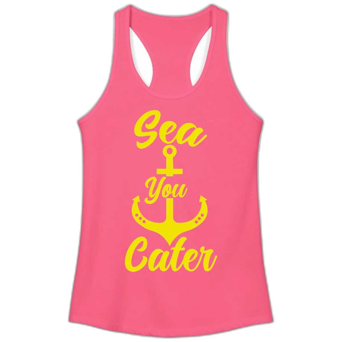 Sea You Later Anchor Ladies Tank in Solid Hot Pink
