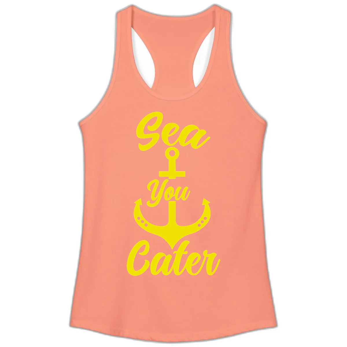Sea You Later Anchor Ladies Tank in Solid Light Orange