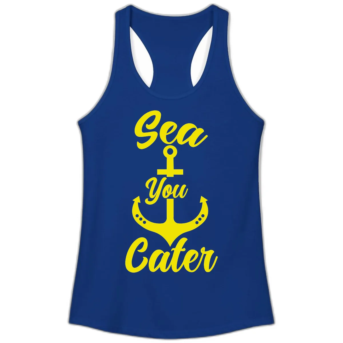 Sea You Later Anchor Ladies Tank in Solid Royal
