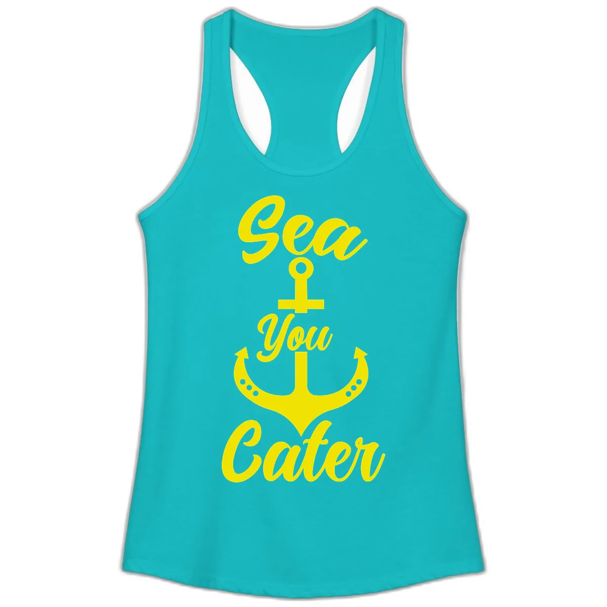 Sea You Later Anchor Ladies Tank in Tahiti Blue