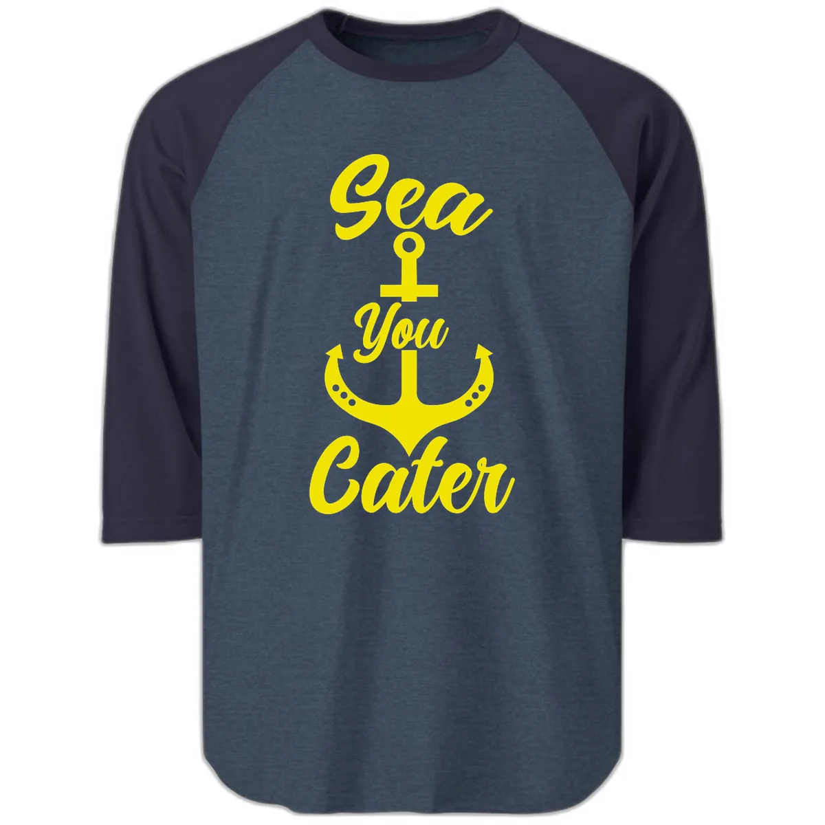Sea You Later Anchor Raglan 3/4 in Heather Denim Navy