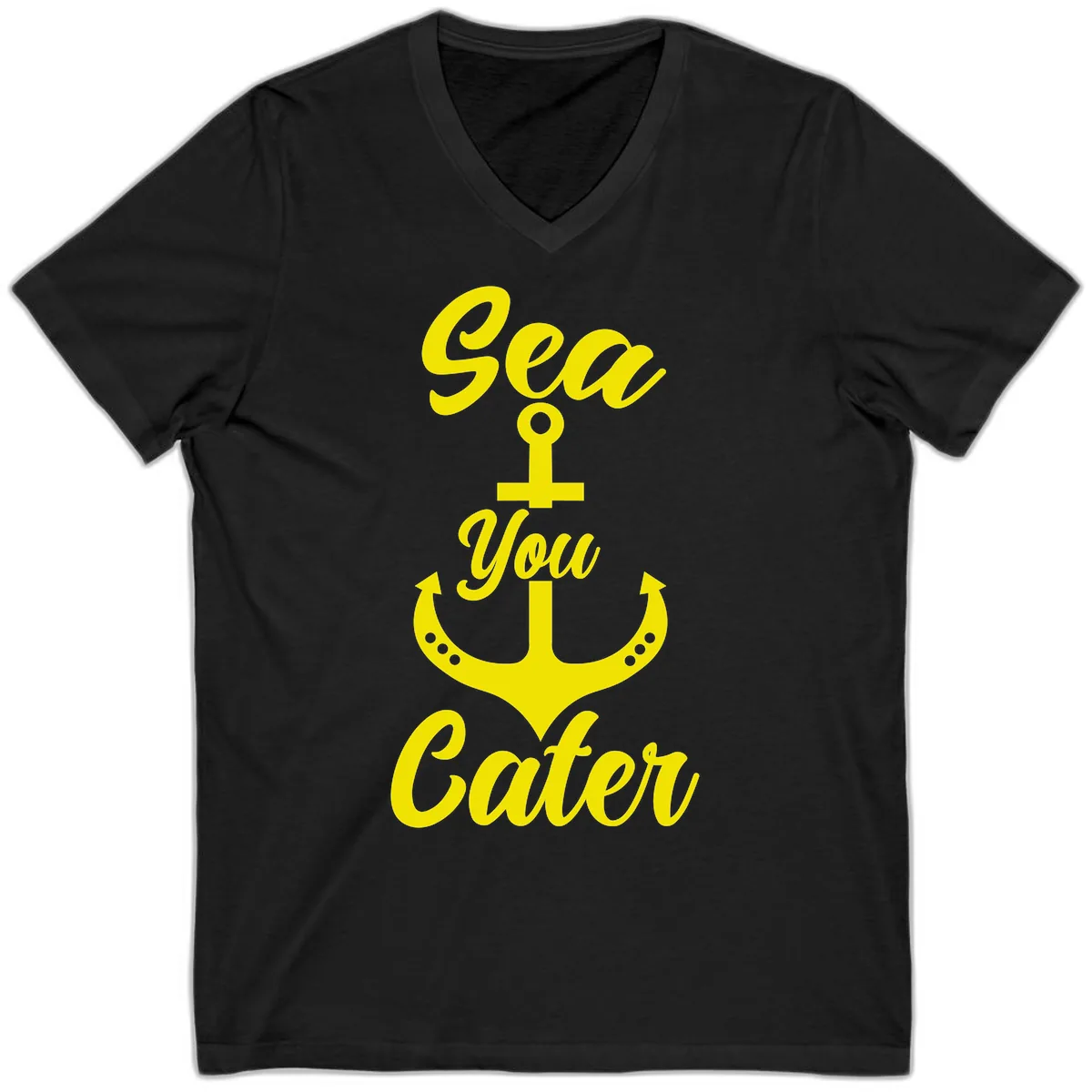 Sea You Later Anchor V-Neck in Black