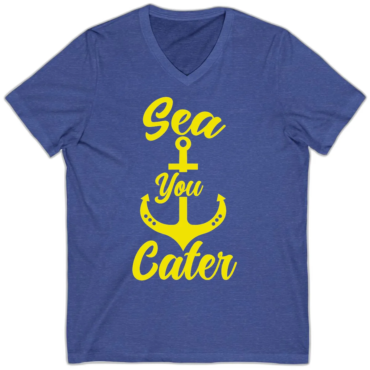 Sea You Later Anchor V-Neck in Heather True Royal