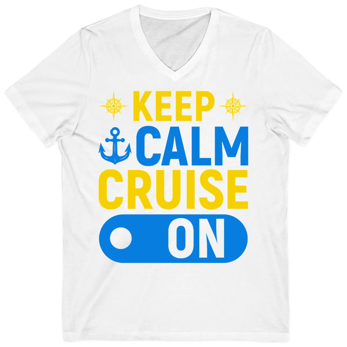 Keep Calm Cruise On V-Neck in White