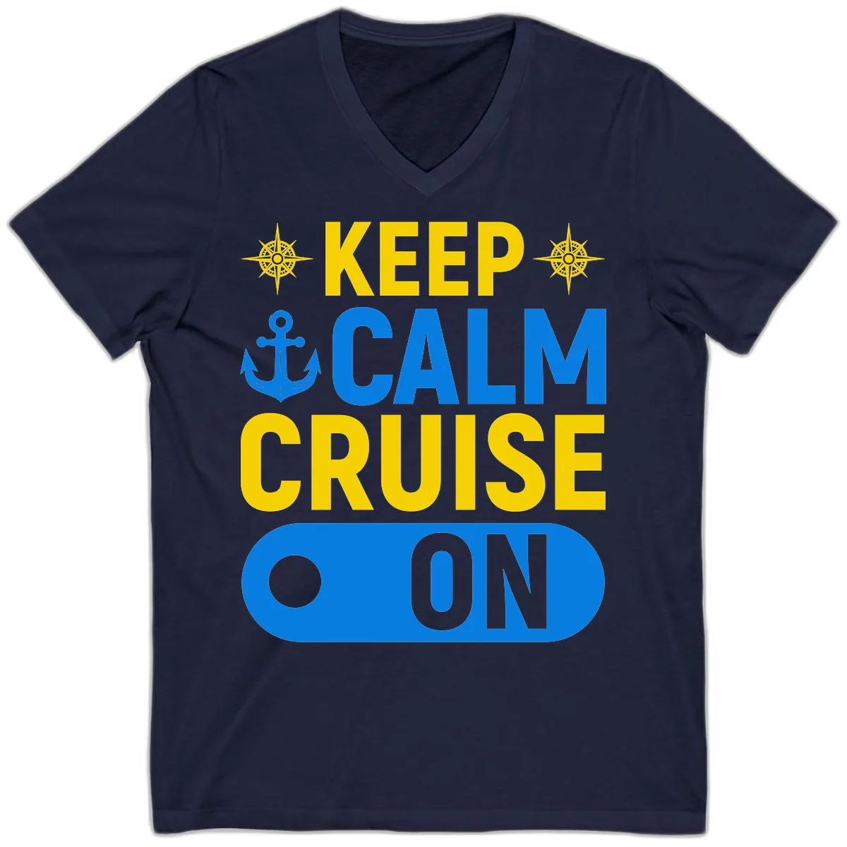Keep Calm Cruise On V-Neck in Navy