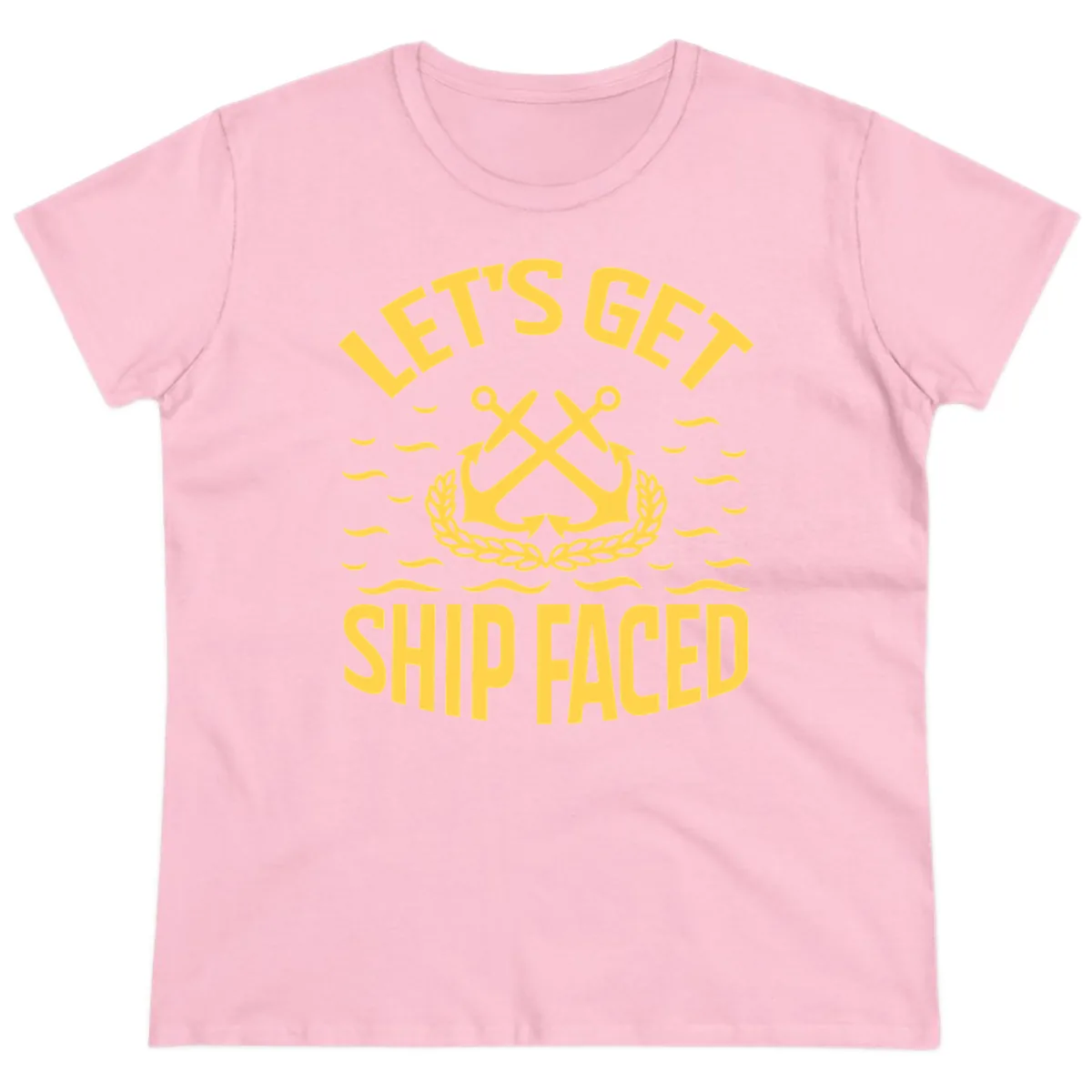 Let's Get Ship Faced Ladies Tee in Light Pink