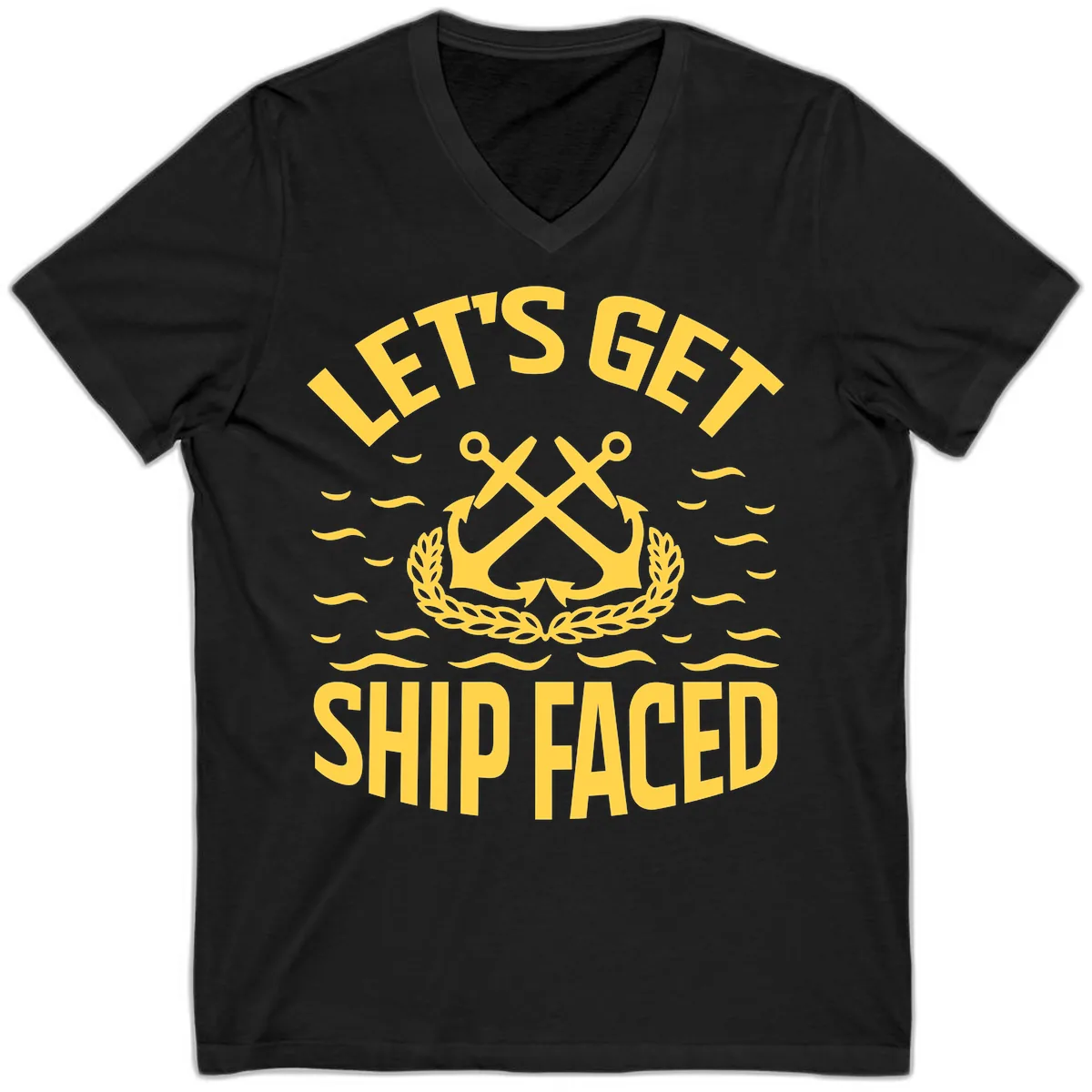 Let's Get Ship Faced V-Neck in Black