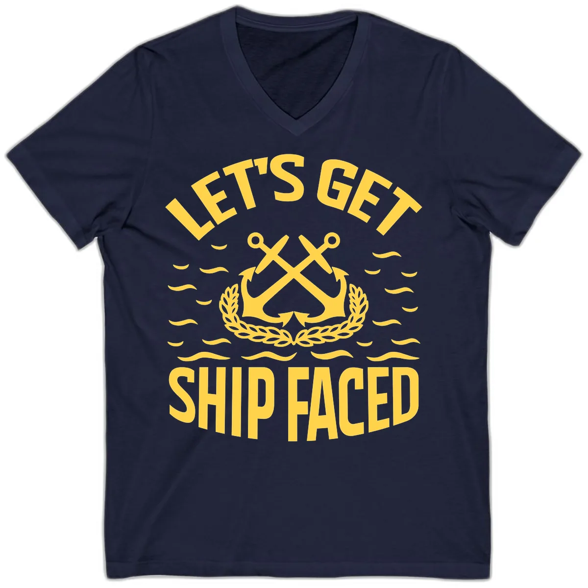 Let's Get Ship Faced V-Neck in Navy