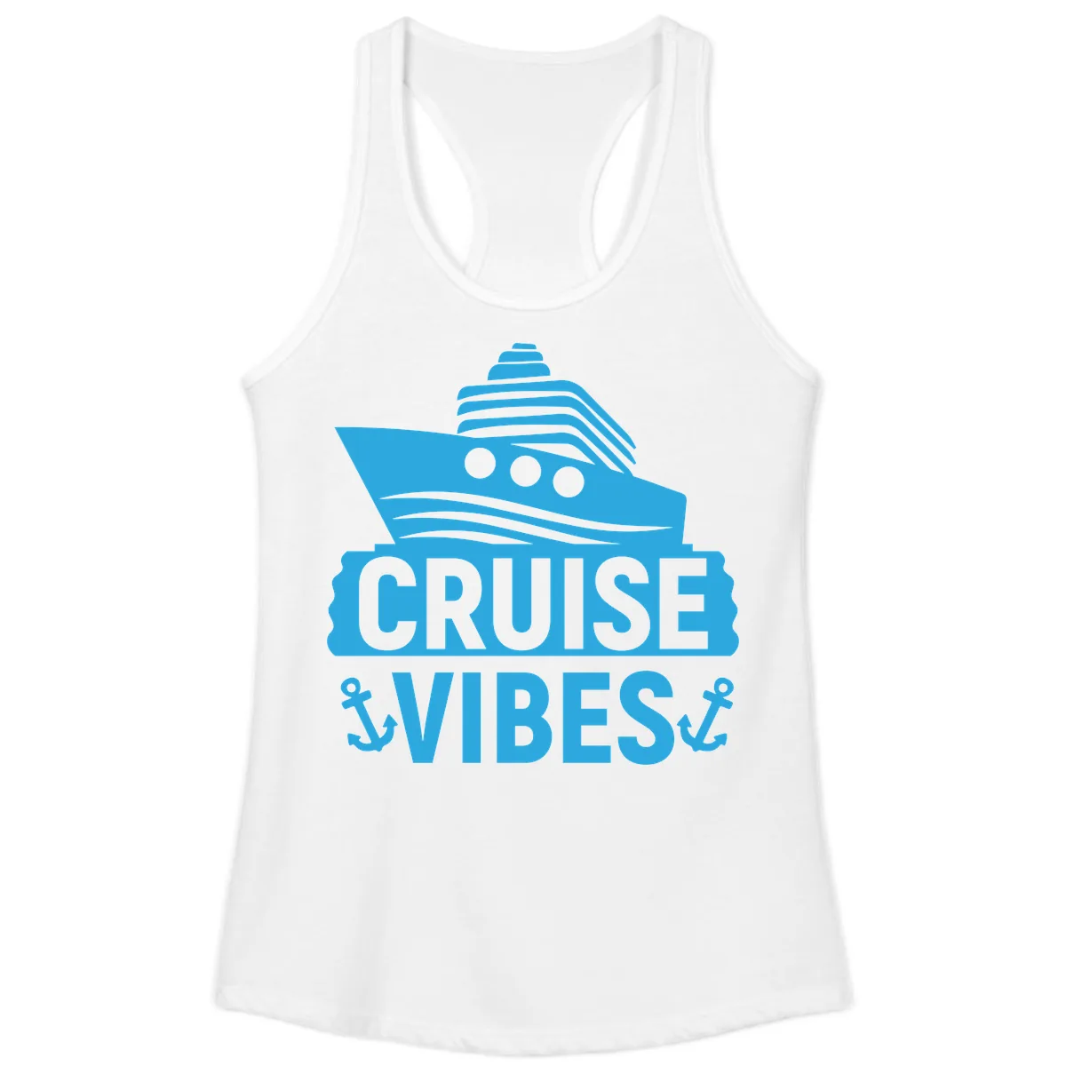 Cruise & Vibes Ladies Tank in White