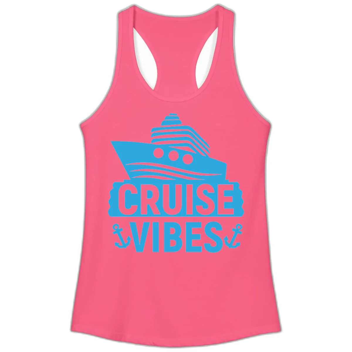 Cruise & Vibes Ladies Tank in Solid Hot Pink