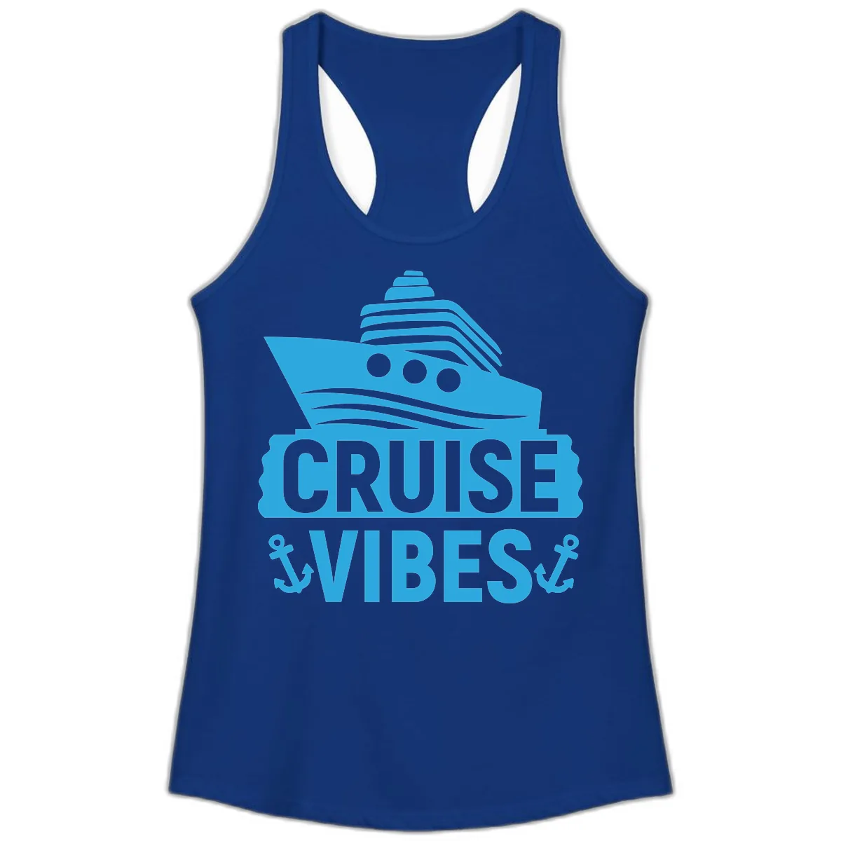 Cruise & Vibes Ladies Tank in Solid Royal