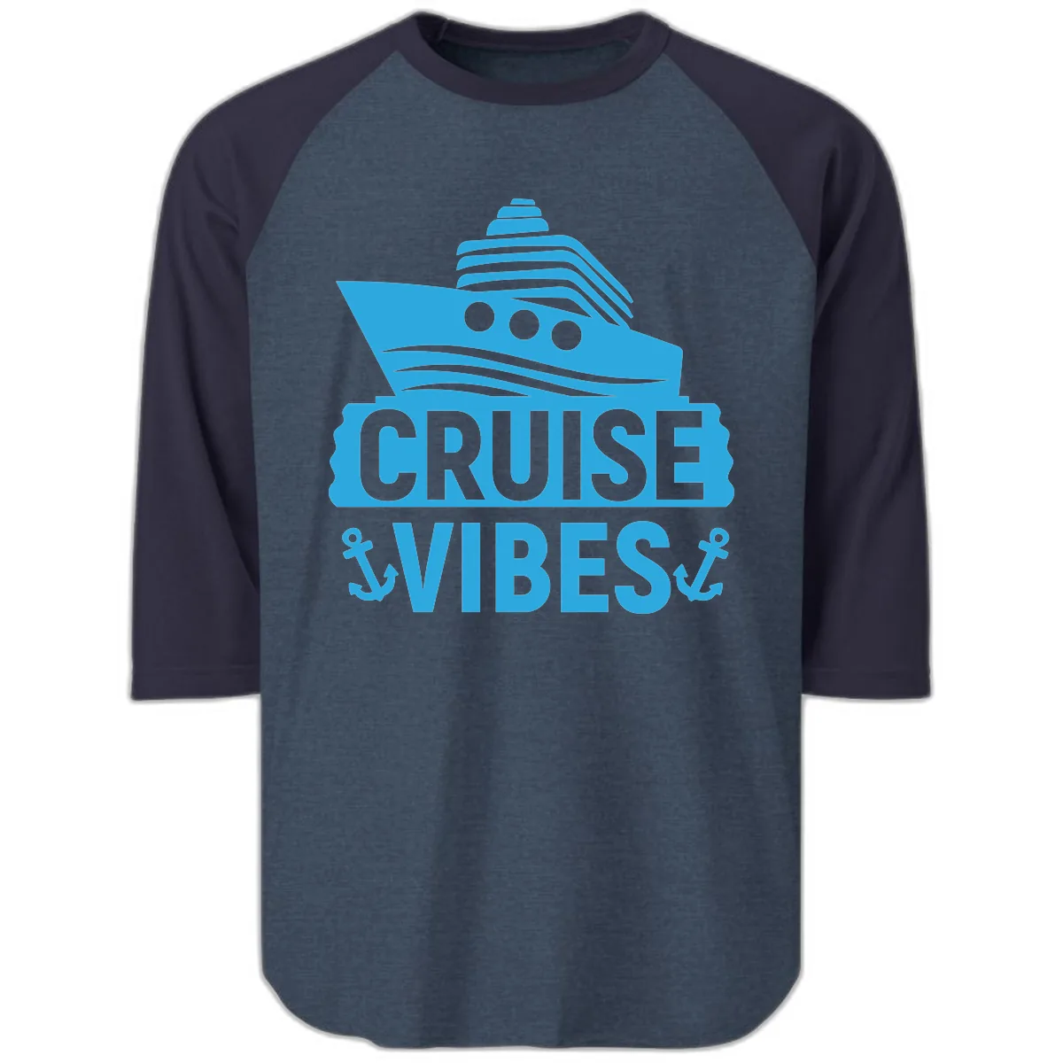 Cruise & Vibes Raglan 3/4 in Heather Denim Navy